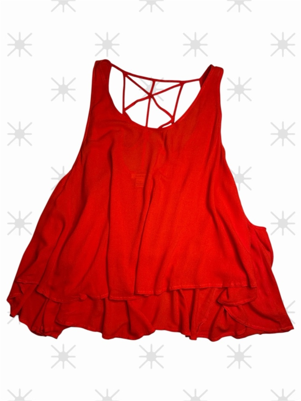 Glamorous Red Strappy Back Flowy Layering Tank sz L